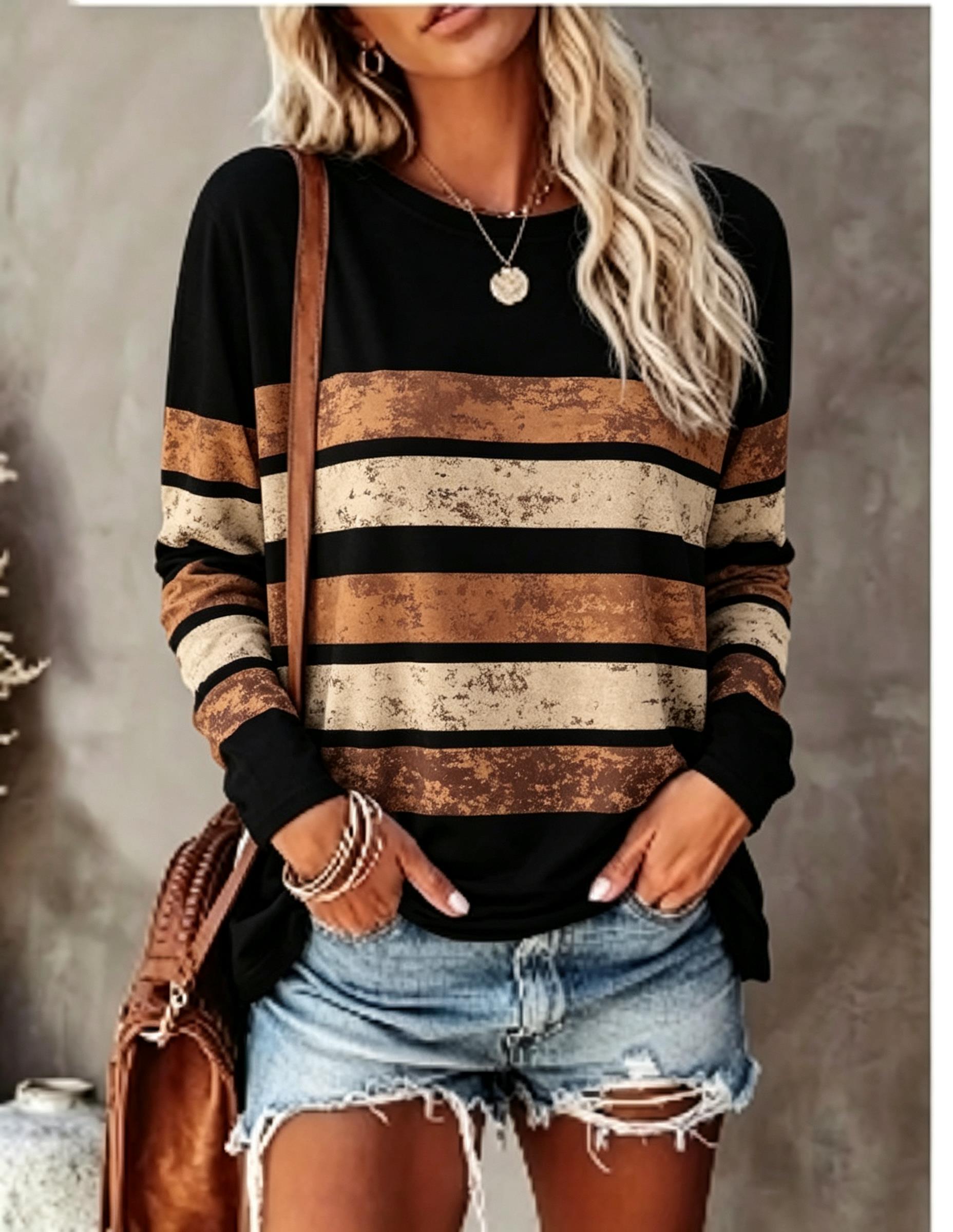 Blouses - Camiseta de manga larga para mujer,