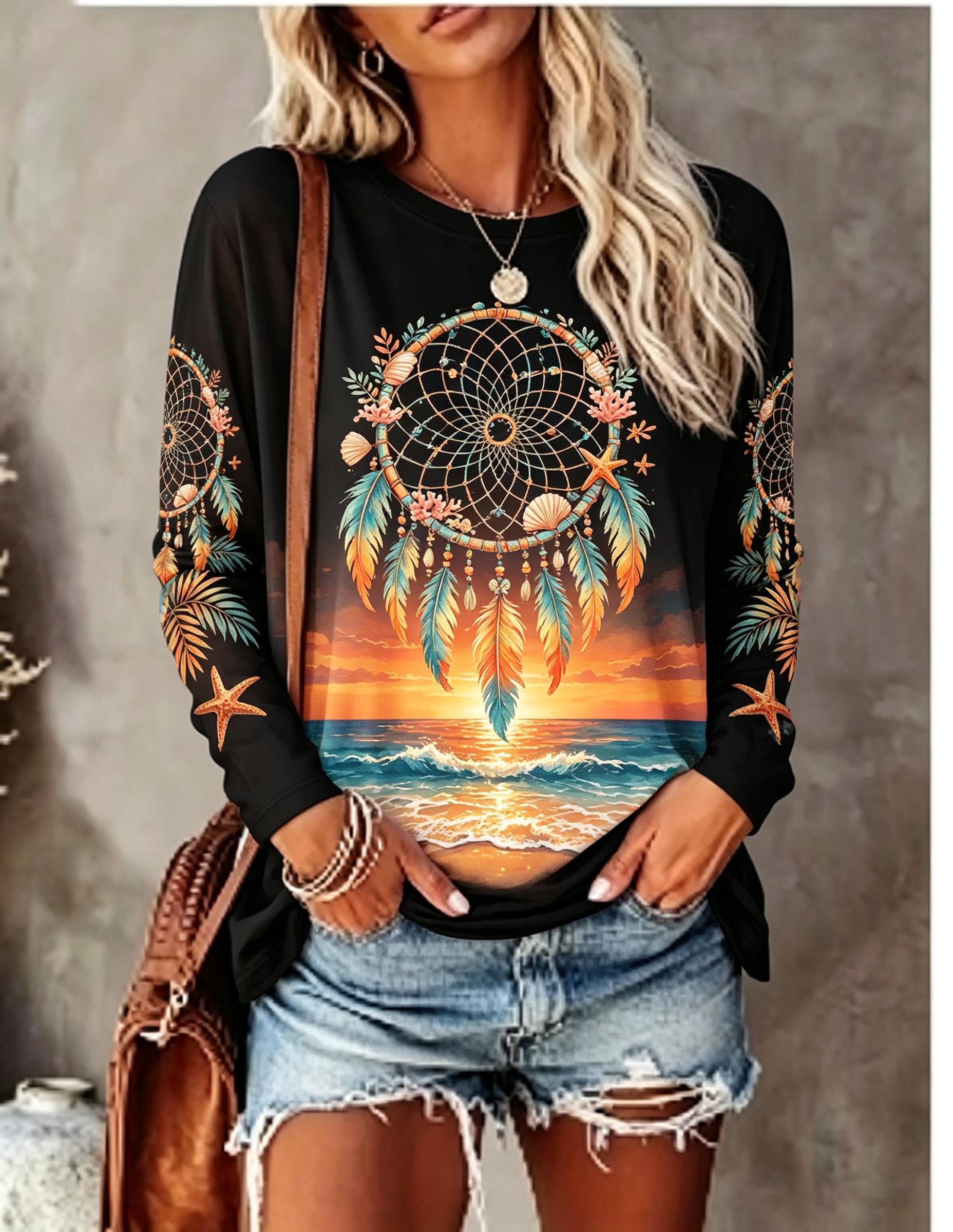 Camiseta de manga larga con cu - Blouses reseña y precio