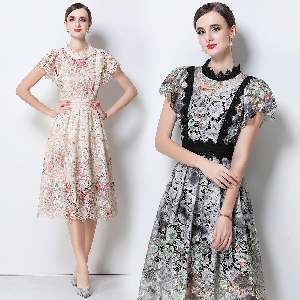 Elegante Vestido Midi de Encaj - French Vintage Floral Midi Dress reseña y precio