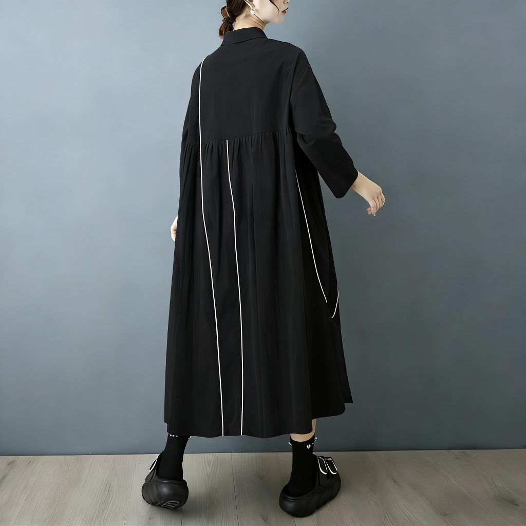 Vestido Camisero Asimétrico de - Korean Style A Line Shirt Dress reseña y precio
