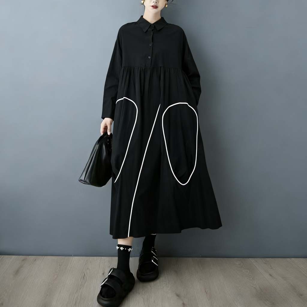 Vestido Camisero Asimétrico de - Korean Style A Line Shirt Dress reseña y precio