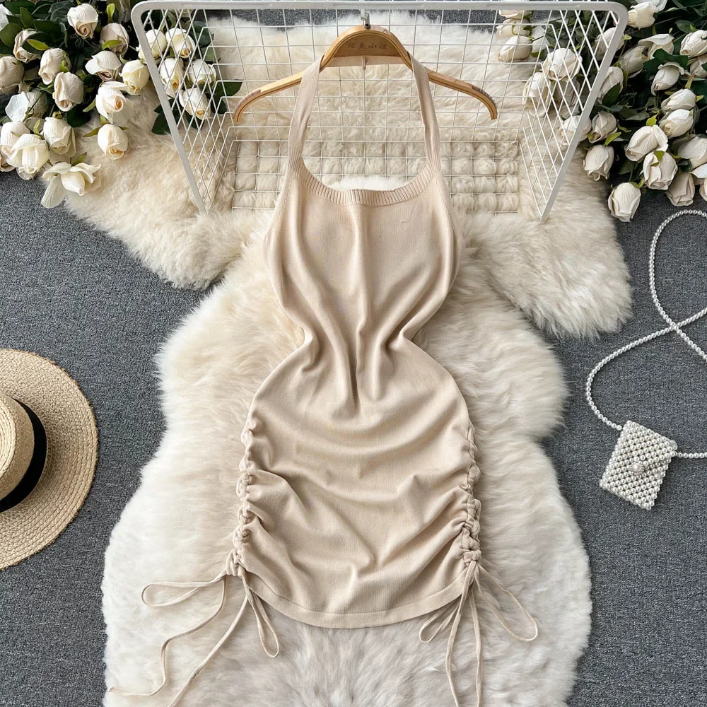 Vestido de punto liso Y2K para - Y2K Backless Halter Mini Dress reseña y precio