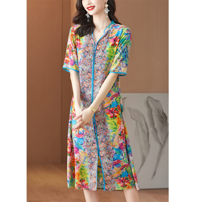 Vestido Midi de seda de morera - French Vintage Floral Midi Dress reseña y precio