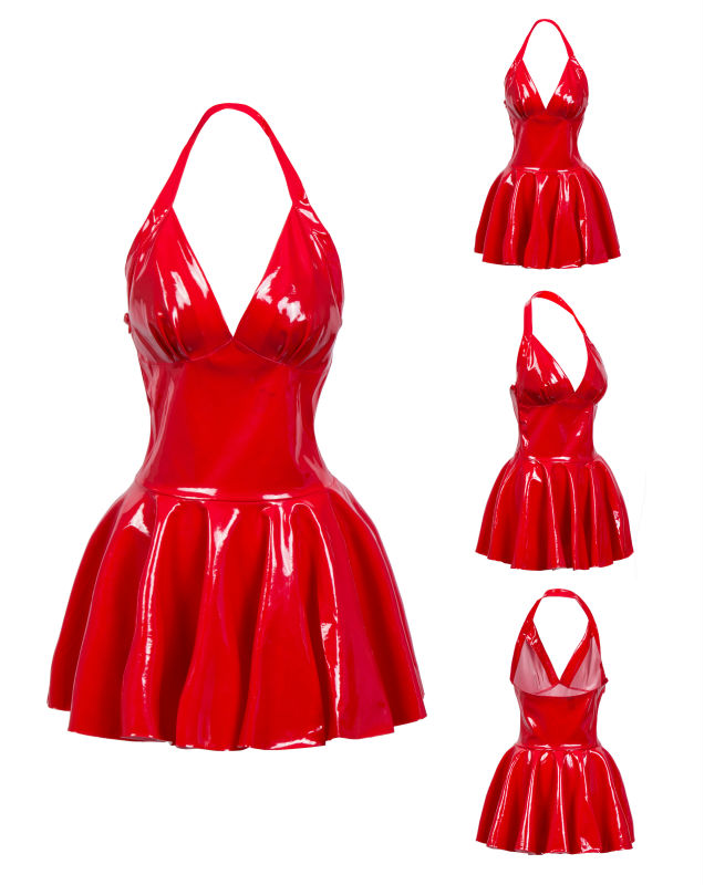 Vestido Mini Plisado de Látex  - Y2K Backless Halter Mini Dress reseña y precio