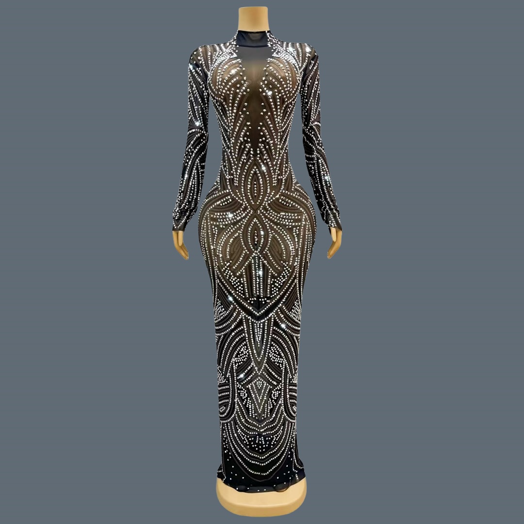 Vestido de noche negro, de nue - Sparkly Rhinestone Club Party Dress reseña y precio