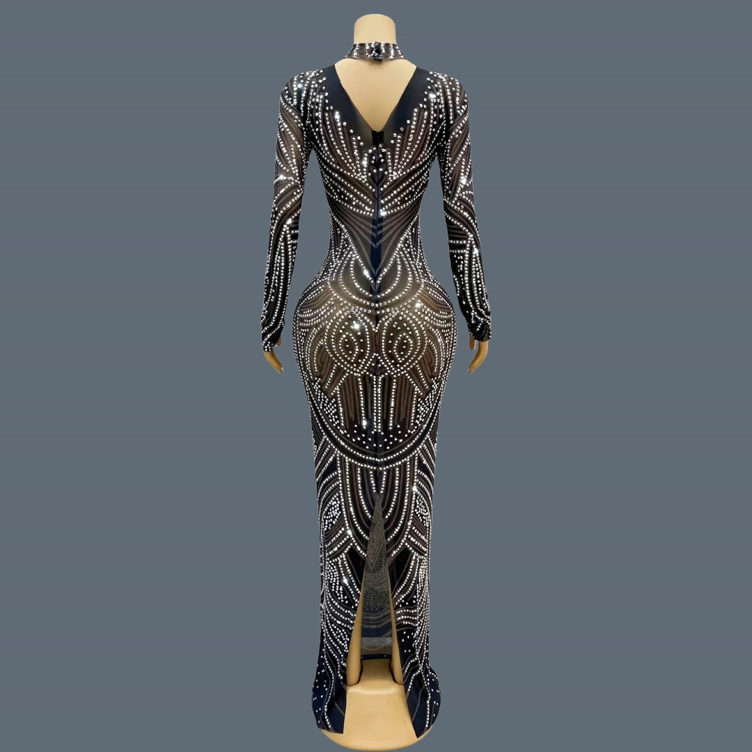 Vestido de noche negro, de nue - Sparkly Rhinestone Club Party Dress reseña y precio