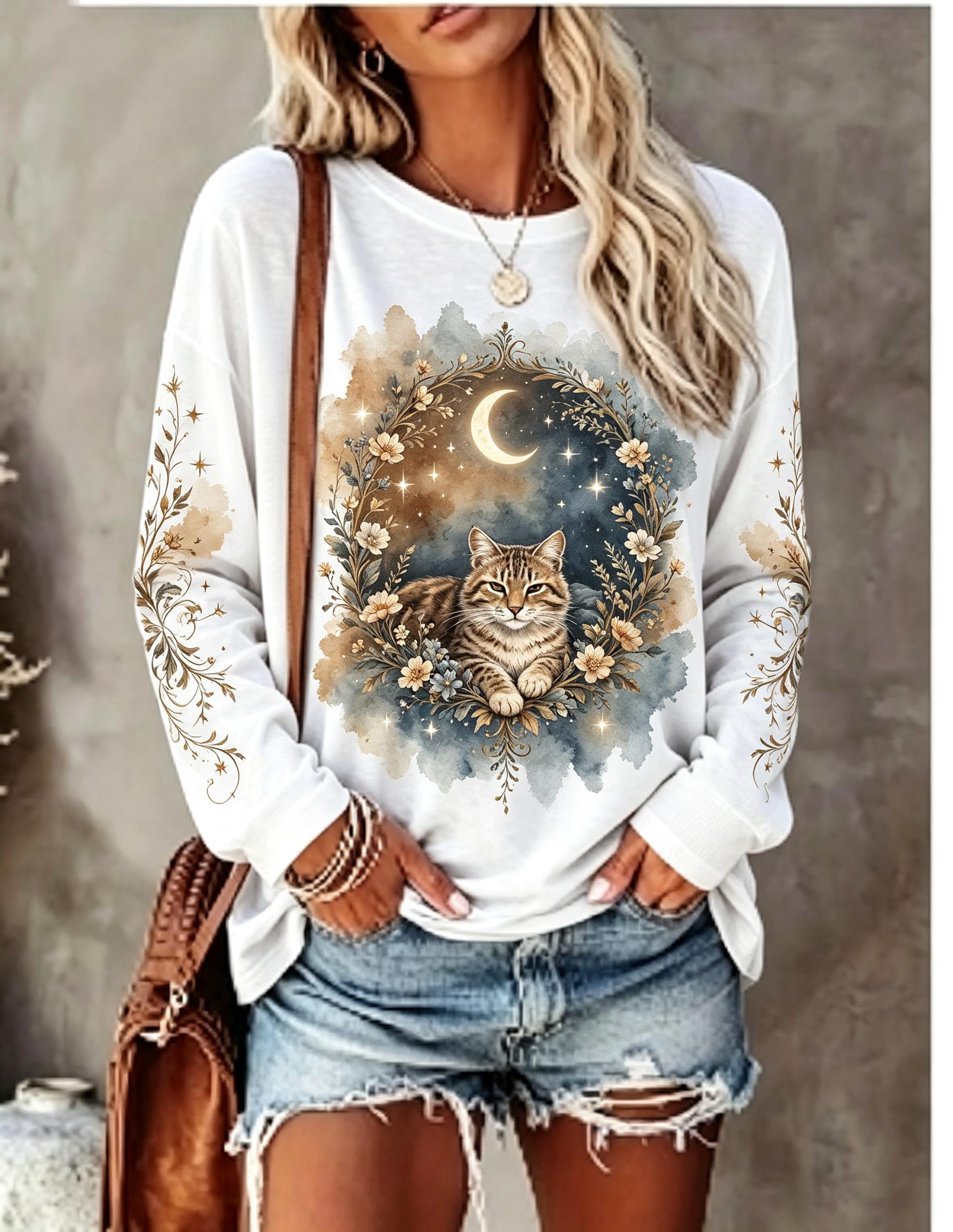 Camiseta de manga larga para m - Blouses reseña y precio