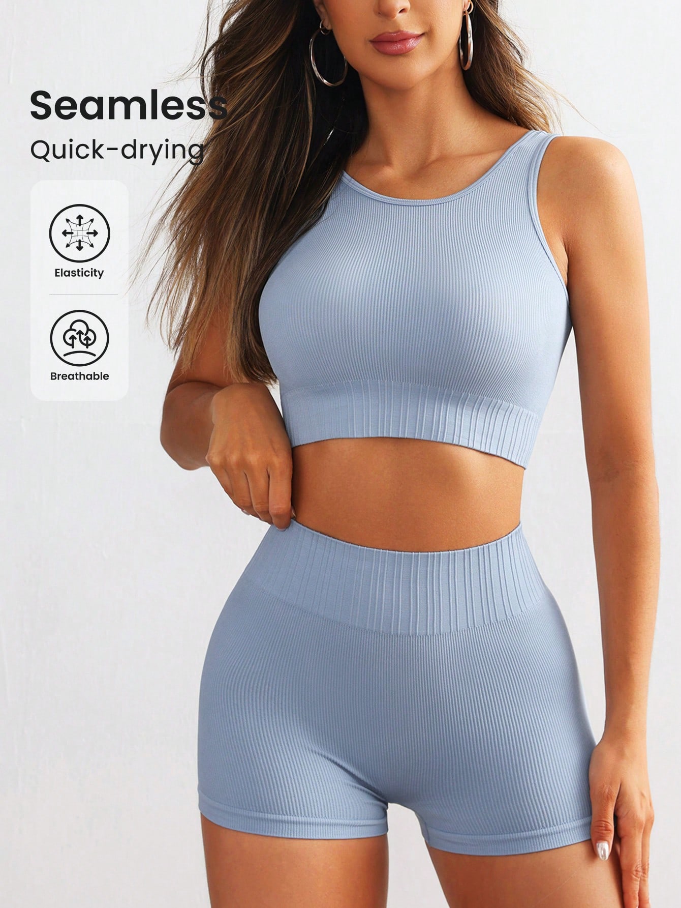 Conjunto de yoga acanalado sin - Seamless Ribbed Workout Tank Top reseña y precio